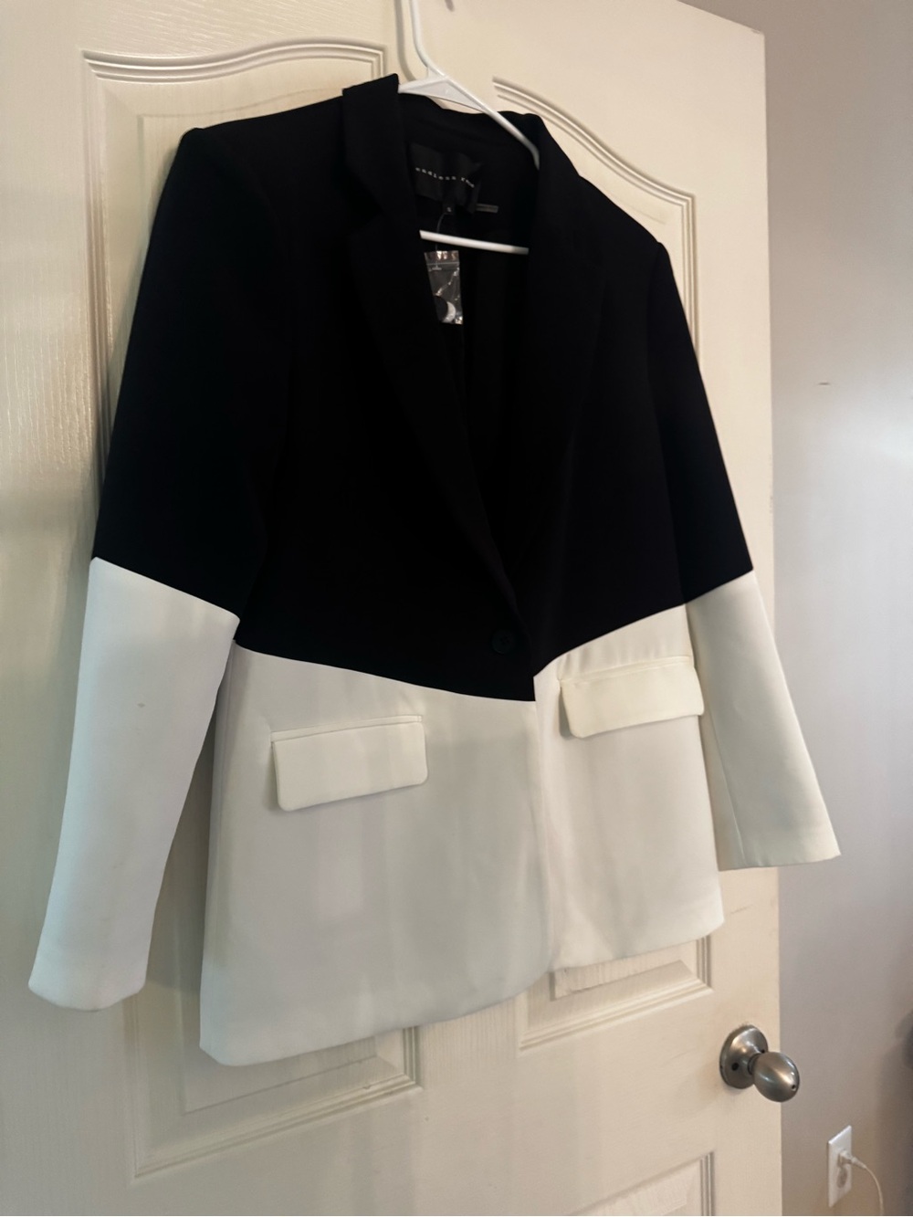 Endless Rose Black and White Colorblock Blazer
